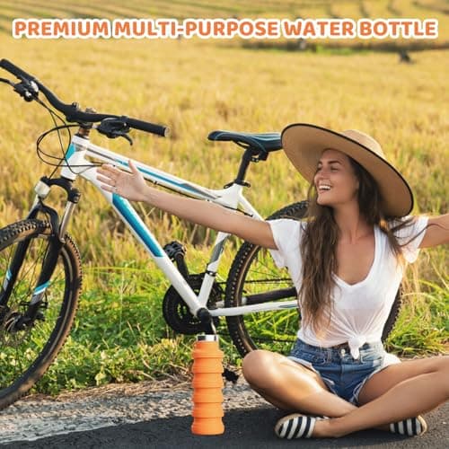 YFHUVB Collapsible Water Bottle, Folding Water Bottle for Outdoor Activities, Silicone Water Bottle Collapsible with 500 ml Capacity, Compact Design for Hiking Running Travel — view 5