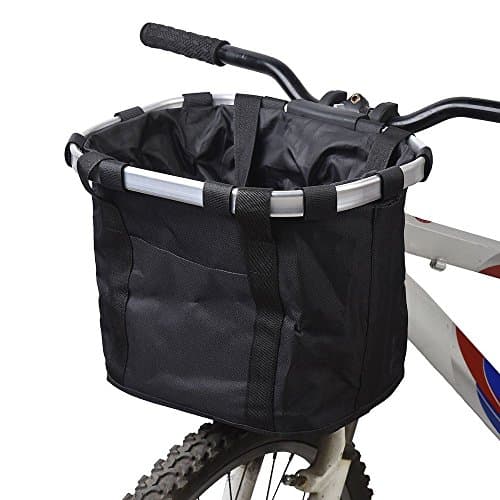 Redlution Bicycle Bike Detachable Cycle Front Canvas Basket Carrier Bag Pet Carrier Aluminum Alloy Frame Pet Carrier (black)