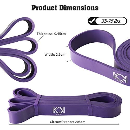 KK Resistance bands for men and women fitness workout exercise, flexibility and strength training. Pull up resistance exercise bands suitable for home, gym (Green and Purple) — view 3