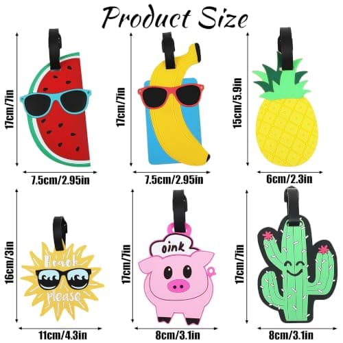 OPUHOHR 6 Pack Summer Travel Baggage Tags, Unique Baggage Tag for Suitcase — view 2