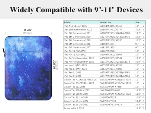 TiMOVO 9-11" Tablet Sleeve Bag, Blue Starry Sky — view 2