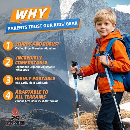 Adjustable Kids Hiking Poles for Trekking, Lightweight Walking Stick — view 2