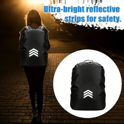 GUKOY Waterproof Rain Cover with Reflective Strap for Backpack, 2 Adjustable Anti Slip Cross Buckle Strap, Rainproof Snowproof Dustproof Anti-Frost Covers, Black S (for 18-25L backpack) — view 4
