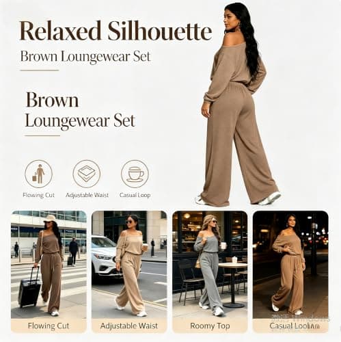 Lounge Wear Sets For Women Uk Tracksuit Womens Full Set Airport Outfits 2026 Long Sleeve Lounge Wear Casual Co Ord Sets Long Sleeve Two Piece Outfits with Pockets Women'S Clothing — view 4
