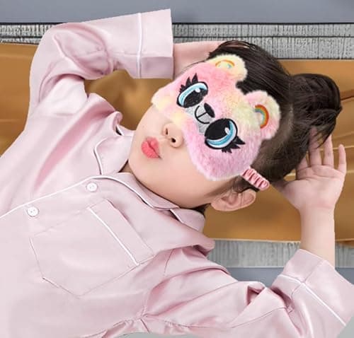 OMEIU 1 Pcs Kids Eye Masks for Sleeping, Kids Eye Mask, Colourful Unicorn Animal Soft Plush Sleeping Mask, Kids Sleeping Mask for Girls Children Travel Party Fillers (Capybara, One Size) — view 4
