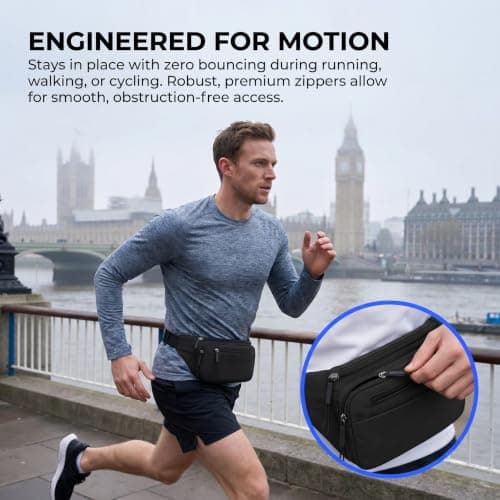 Bum Bag, 28x14cm, Waterproof Adjustable Fanny Pack Belt Bag(Black) — view 6