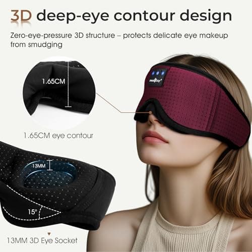 MUSICOZY Breathable Sleep Mask Headphones for Side Sleepers 100% Blackout — view 3
