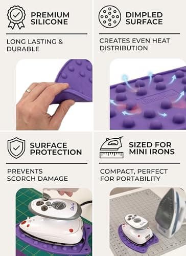 The Quilted Bear Mini Iron Rest - Mini Silicone Heat Resistant Iron Pads for General Crafts or Quilting Use with Four Mats Available (Pink) — view 5