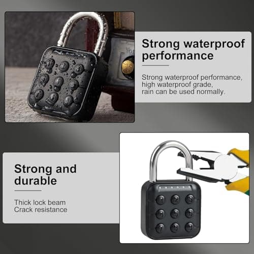 6 Digit Combination Padlock Gym Locker Lock Black IP55 Waterproof — view 6