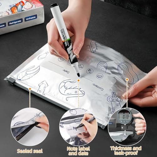 30PCS Reusable Aluminum Foil Sealable Storage Bags, 2026 New Resealable Vacuum Zipper Pouches for Food, Stand Up Foil Sealable Bags with Label Space and Zip Lock for Vegetable Fruit Meat (3 Size) — view 4