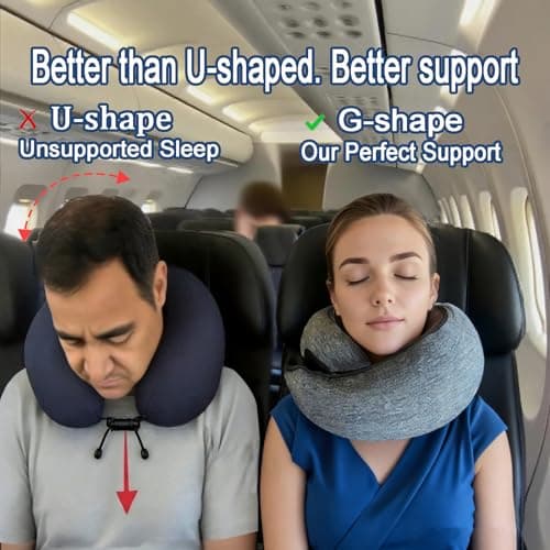Furansijin Travel Neck Pillow for Airplane, Memory Foam, Hooded, Dark Grey — view 2