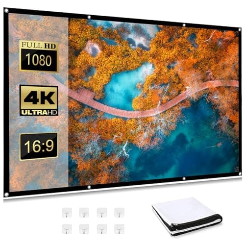 WRSION 100 inch Projector Screen 16:9 HD 4K Wrinkle-Free | Portable Foldable Design for Indoor Home Theater, School Presentations & Office Meetings