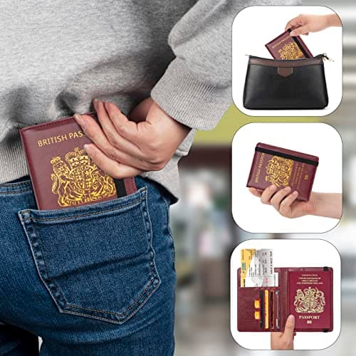FACATH UK Passport Holder with Gilded UK Passport Pattern: Passport Covers Slim, Durable & British-Themed | Perfect Fit for UK Passports (Red) — view 6