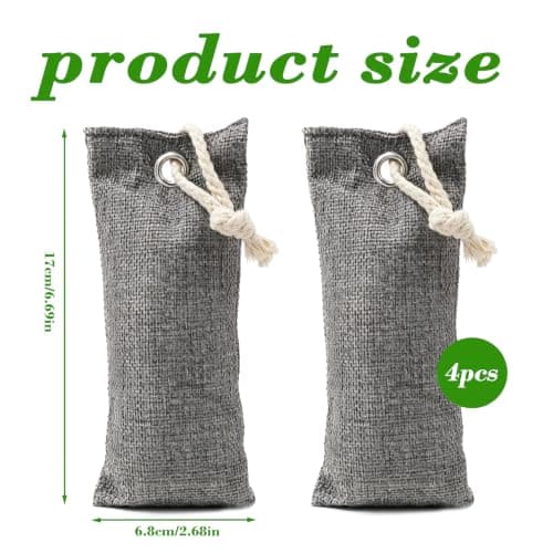 4 Pack Bamboo Charcoal Air Purifying Bags, Activated Charcoal Absorber — view 2