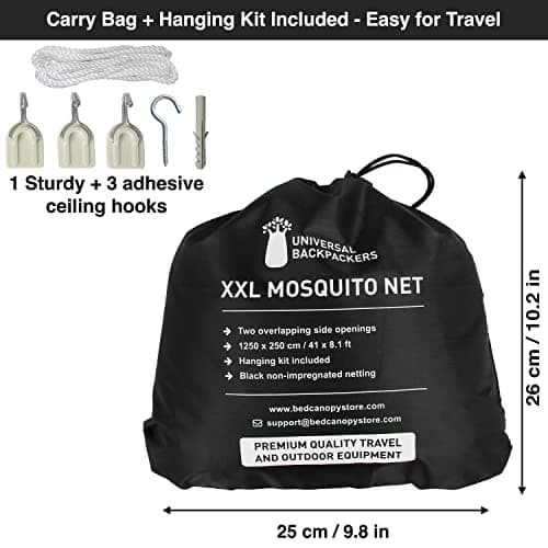 Black Mosquito Net for Queen to King-Size Beds – 2-Opening Bed Canopy — view 5