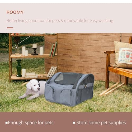 PawHut Soft Sided Pet Carrier Foldable Cat Carrier Dog Puppy Grey — view 4