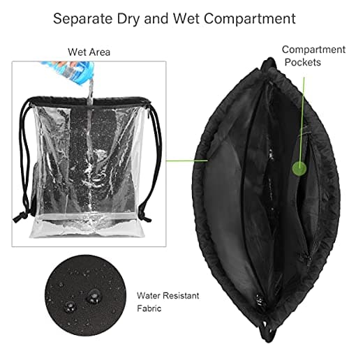 RYACO Waterproof Drawstring Backpack, Swimming Sports Gym Bag — view 2