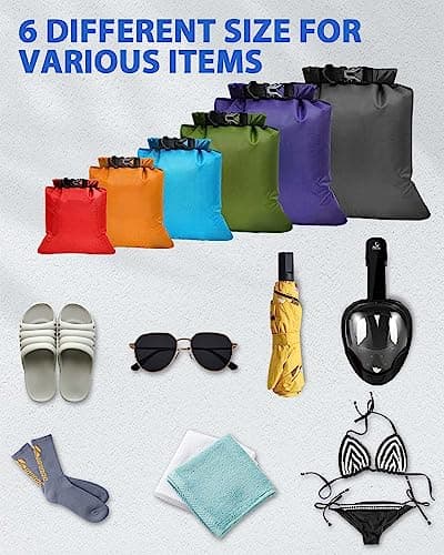 MOXTOYU Dry Bags Waterproof Set 6 Pack, Lightweight Large Capacity in 8L 5L 3.5L 3L 2.5L 1.5L Organizer Storage for Camping Outdoor Hiking Fishing Cycling Sack (DNAT-drybag-6pcs) — view 4