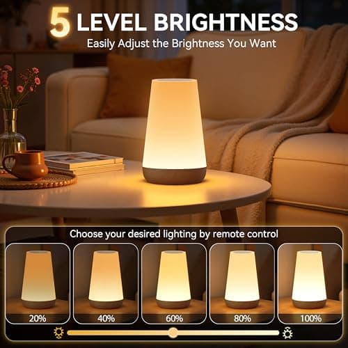 Auxmir Night Light, Rechargeable Touch Bedside Table Lamp, RGB, Dark Brown — view 4