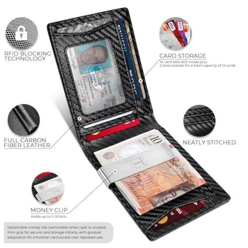 TEEHON Mens Wallets - Slim Wallets for Men UK with RFID Blocking & Gift Box — view 2