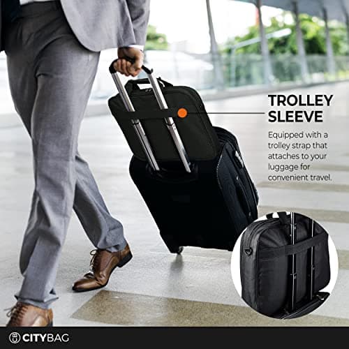 CB CITY BAG 14 Inch Laptop Bag Computer Bag for Men & Women, Black Laptop Case Sleeve with Shoulder Strap - Document Handbag Briefcase for Work, Office, Travel, or Business — view 3