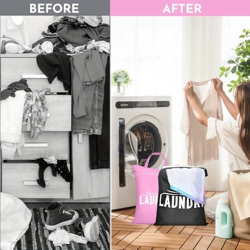 Travel laundry bag with Handle, 2Pcs Laundry Bags with Zips Waterproof Large Foldable Washable Dirty Clothes Bag, Wet Dry Bags for Swimming, Gym, Yoga, Workout, College Dorm — view 6