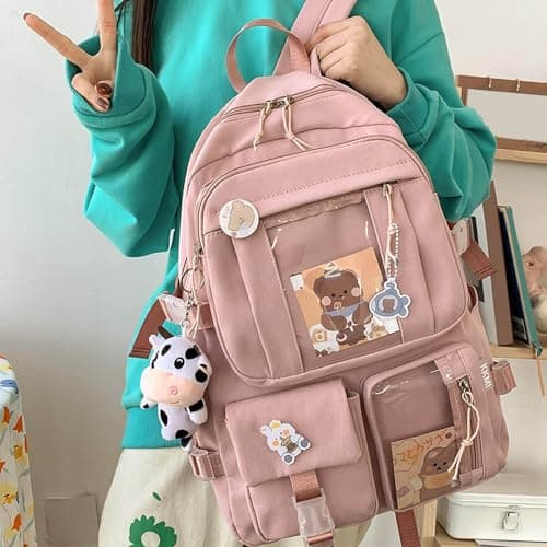 Backpack Laptop Work Bag for Women Men and Students, Cream Commuter Rucksack with organised Front Pockets, Front Zip Pocket, Cute Toddlers Supplies Accessories Style for outings (One Size) — view 2
