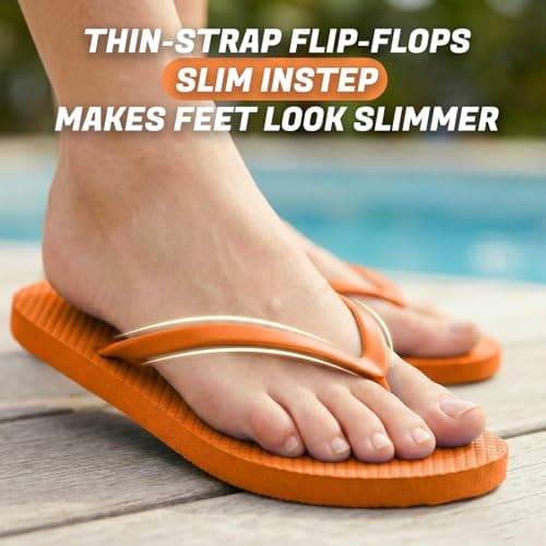 Women's Non-Slip Flip Flops Ultra Lightweight Basic Thongs Rubber Soft Slide Slip-on Shoes Beach Pool Shower Sandals (Orange, Adult, Women, 7, Numeric Range, UK Footwear Size System, 8, Medium) — view 3