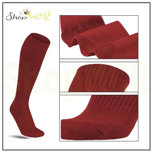 ShopMCR Unisex Football, Rugby, Hockey Sports Knee High Long Socks, Kids, Adults, juniors Knee High Football Socks Outdoor game Soccer Socks (3-6, Maroon) — view 5