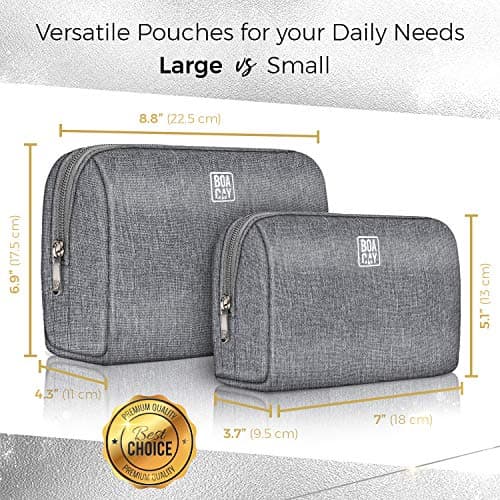 BOACAY Large Makeup Bag, Travel Cosmetic Pouch for Women, Girls & Kids, Make up Bag & Organiser for Purse, Portable Case for Toiletries, Brushes — view 3
