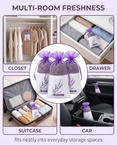 XUKZIMA Lavender Sachet Bags 20 Pack Purple, Breathable Refill Fabric Scented Pouches for Closet, Drawer & Linen Cupboard Odor Neutralization & Clothes Protection — view 2