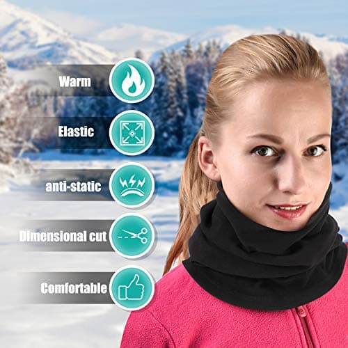 TAGVO Winter Thermal Neck Warmer Scarf, Soft Polar Fleece Thick Unisex Neck Gaiter Elastic Multifunctional Balaclava Windproof Skiing Neck Tube Ear Warmer Balaclava Hood Mask for Outdoor Sports — view 5