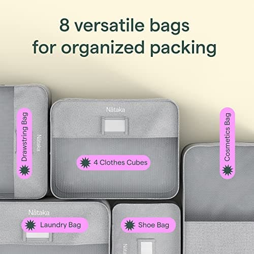 8-PCS Packing Cubes for Suitcases, Travel Essentials for Accessories, Clothes & Shoes, Packing Cubes for Backpack, Multi-functional Compression Travel Organiser Packing Bags, Suitcase Organiser Bags — view 2