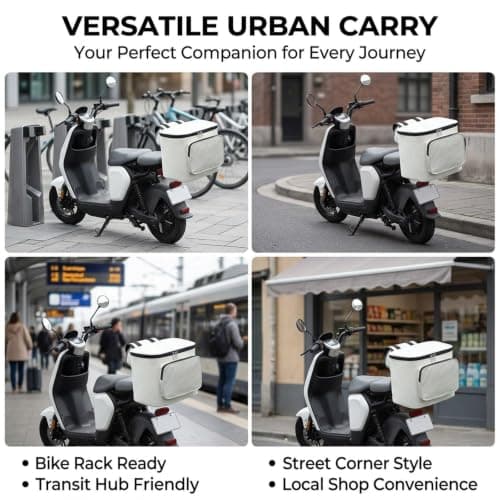 Aymzbd Motorcycle Tail Bag, Waterproof, Backrest Bag for Electric Motorcycles, Luggage Storage for, White — view 4