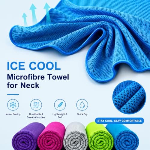 5 pack Cooling Towels,(30 * 100cm) Ice Towel Cooling Towel for Neck & Face, Ice Cool Microfibre Towel for Neck for Instant Relief Perfect Coolings Scarf for Running, Yoga, Camping, Workout — view 3