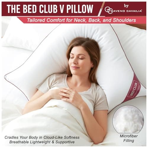 GC GAVENO CAVAILIA V Shape Pillow 5 Pack - Soft & Supportive Orthopaedic Pillows with Microfiber Filling - 36cm Deep Comfort Cushion for Back & Neck Support at Home and Hotel Pillow -(75x40cm), White — view 2