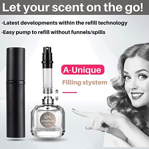 AsaNana Perfume Atomiser, Refillable & Travel Size Perfume Bottle, Leaking Proof,Bottom Pump without Funnel, Luxurious Small women and men, 5ml (Cla.-Mat Black) — view 2