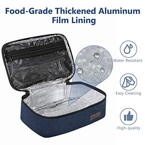 Gloppie Small Insulated Lunch Bag Mini Lunchbox 3.5L Food Containers Portable for Men Women, Durable & Compact Cooler Bags Reusable Snack Bag, Indigo Blue — view 2