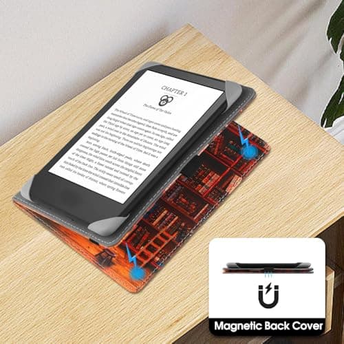 HGWALP Universal Stand Case for 6/6.8/7 inch paperwhite,Premium PU Leather Stand Cover with Handstrap Compatible with All 6" 6.8" 7" Kindle Paperwhite/Colorsoft/Kobo/Pocketook/Sony eReaders-Library — view 4
