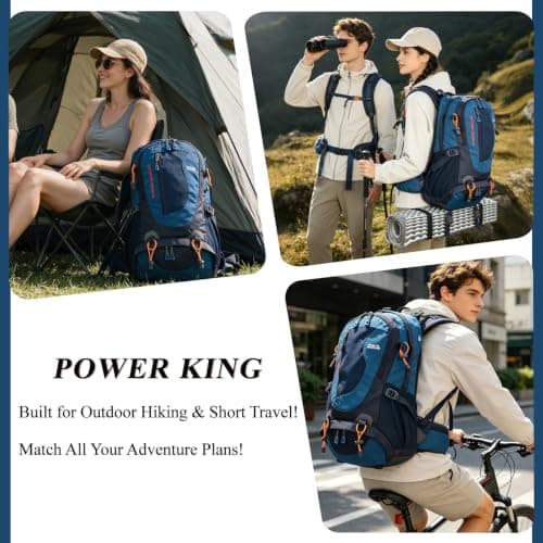 Hiking Backpack 35L,Waterproof Travel Rucksack with Shoe Compartment,Yellow — view 6