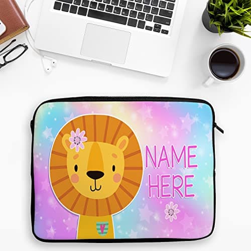 Personalised Lion Tablet Sleeve Laptop Case Girls iPad Zip Pouch Protective Carry Travel Bag Sleeve Pretty Safari KKM16 (7” – 10”) — view 3