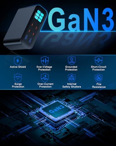 CESTONE, 6-Port GaN USB C Charger Station,Adjustable Brightness LED Digital Display Multiport Fast Charger,PD 100W QC3.0 PPS Desktop Charger Compatible with iPhone17/16/15 MacBook Samsung HP,(Black) — view 3