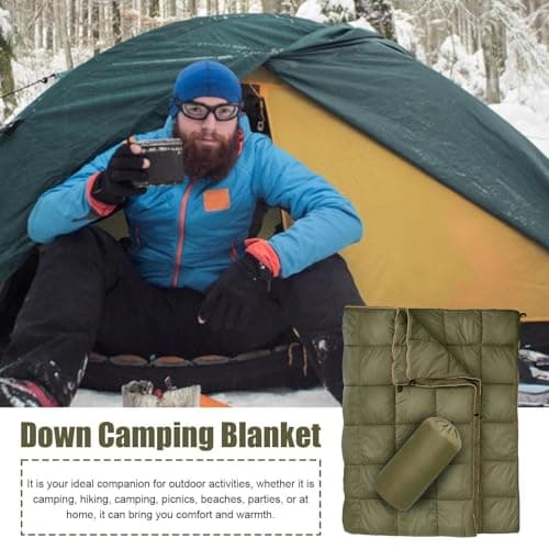 Foldable Down Blanket Packable Portable Down Filled Camping Quilt — view 4