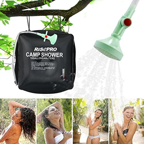 RISEPRO Solar Shower Bag 40L 10 gallons Solar Heating Camping Outdoor Shower Bag with Temperature Hot Water 45°C Hiking Climbing Picnic Beach — view 6