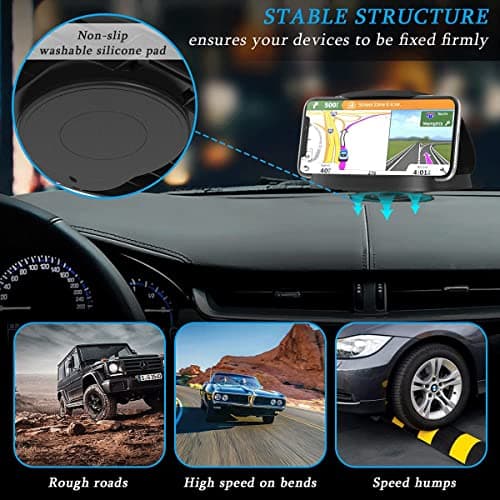 Tophot Car Phone Holder, Dashboard Mobile Phone Holder Mount for Cars with 360° Rotate Base, Horizontal & Vertical Viewing Car Phone Mount for iPhone Samsung Android Smartphones(Washable Reusable) — view 2