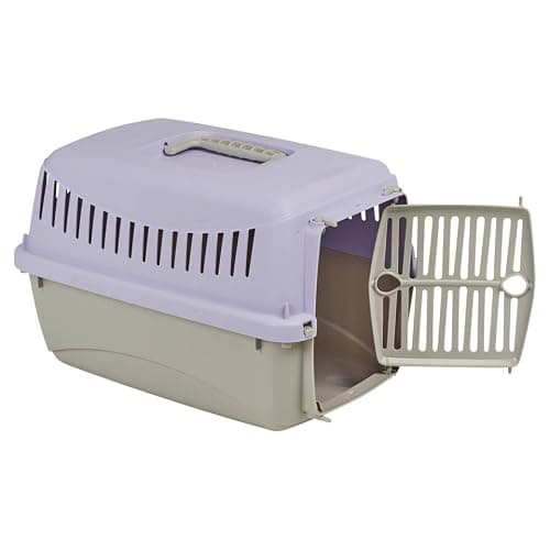 URBNLIVING Transportini Pet Carrier Travel Crate for Cats & Small Dogs | Portable Lightweight Cage with Ventilation | Pastel Design - Large - purple — view 5
