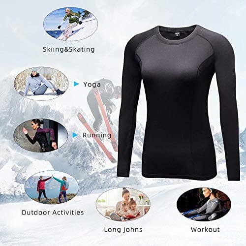 Sillictor Womens Long Sleeve Thermal Tops, Compression Sports Base Layer — view 6