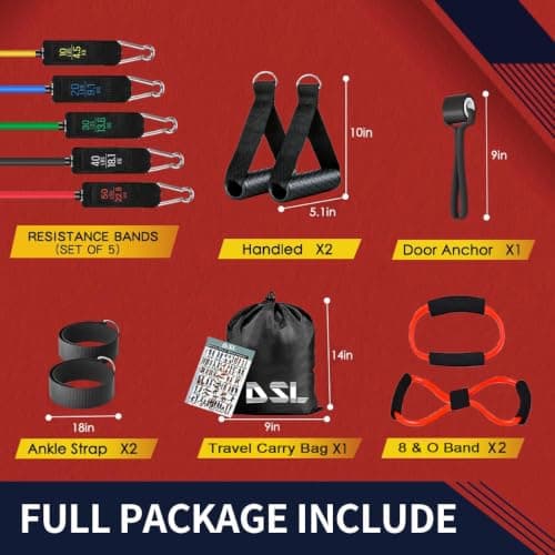 DSL Resistance Bands Set with Handles, 150lbs Exercise Bands for Home Gym — view 3