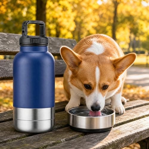 Portable Dog Water Bottle for Walking, Stainless Steel Insulated Dog Travel Water Bottle with Foldable Silicone Bowl, Leak Proof Pet Drinking Cup for Small Dogs Hiking and Travel — view 6