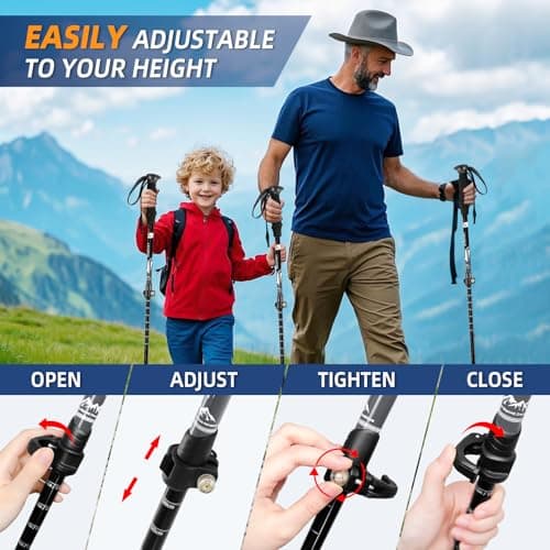 Telescopic Walking Sticks for Women&Men, Lightweight Hiking Poles — view 4